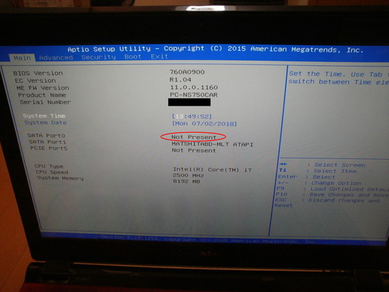 BIOSʂHDD/SSDNot Present