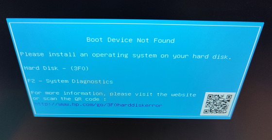 HP̃p\RBoot Device Not Found